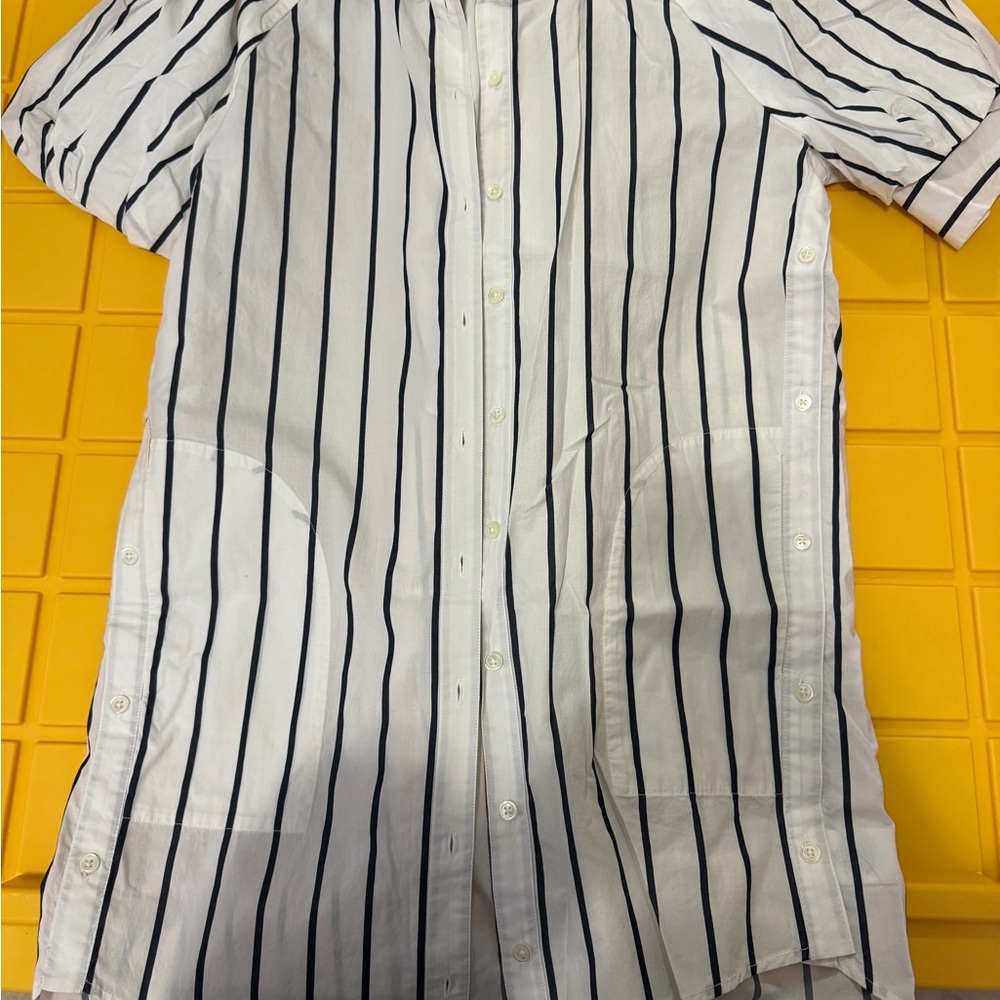 Joie White and Black Striped Midi Dress